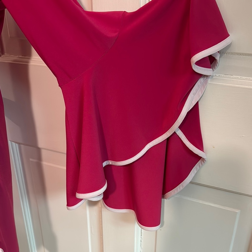 Coco Bianco Pink Asymmetrical Ruffled Blouse - Picture 2 of 8